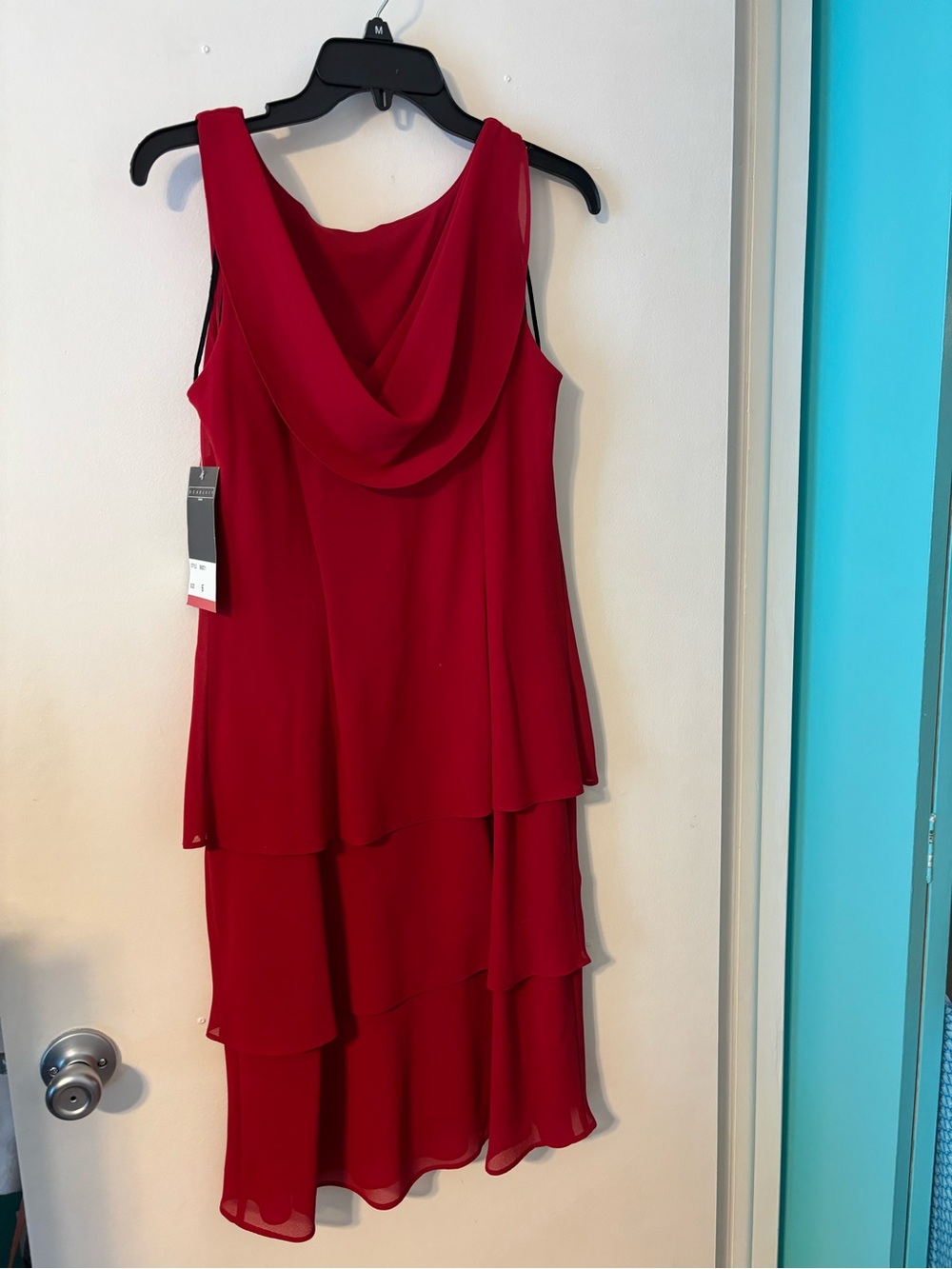 Scarlett Red Sleeveless Cowl Neck Midi Dress